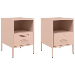 Berkfield Home Bedside Cabinets 2 pcs Pink 36x39x50.5 cm Steel - thumbnail 2