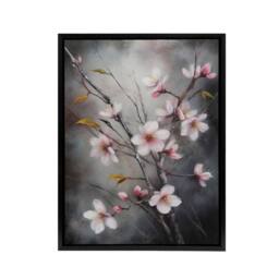 "Artery8 Cherry Blossom Tree Branch Framed Canvas Wall Art Print in Grey - Size: W18"" x H24""" - thumbnail 1