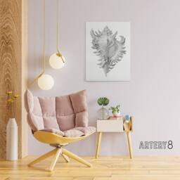 "Artery8 Whelk Sea Snail Shell Drawing Haeckel Botanical Canvas Wall Art in White - Size: W24"" x H32""" - thumbnail 3