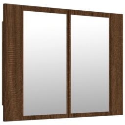 Berkfield Home LED Mirror Cabinet Brown Oak 60x12x45 cm Engineered Wood - Size: 60 x 12 x 45 cm - thumbnail 2