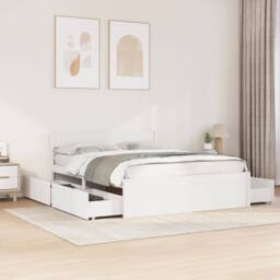 Berkfield Home Modern Bed Frame without Mattress White 150x200 cm King Size Soli - thumbnail 2