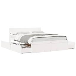 Berkfield Home Modern Bed Frame without Mattress White 150x200 cm King Size Soli - thumbnail 3