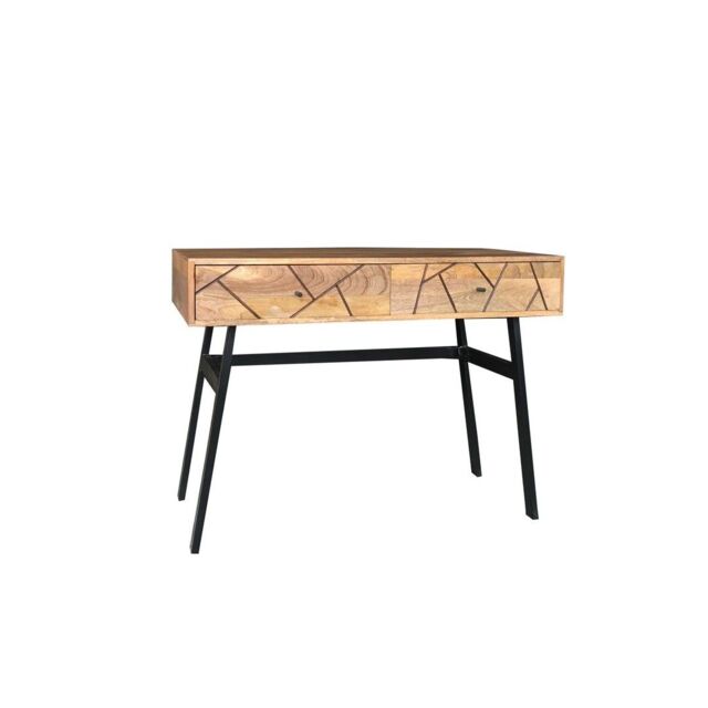 Jaipur Furniture Ltd Amar Console Table - Iron Base - Mango Wood/Iron - L50 x W100 x H75 cm - Light Finish - Assembly Required in Brown - image 1