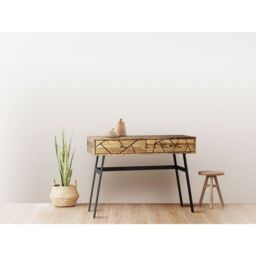 Jaipur Furniture Ltd Amar Console Table - Iron Base - Mango Wood/Iron - L50 x W100 x H75 cm - Light Finish - Assembly Required in Brown - thumbnail 2