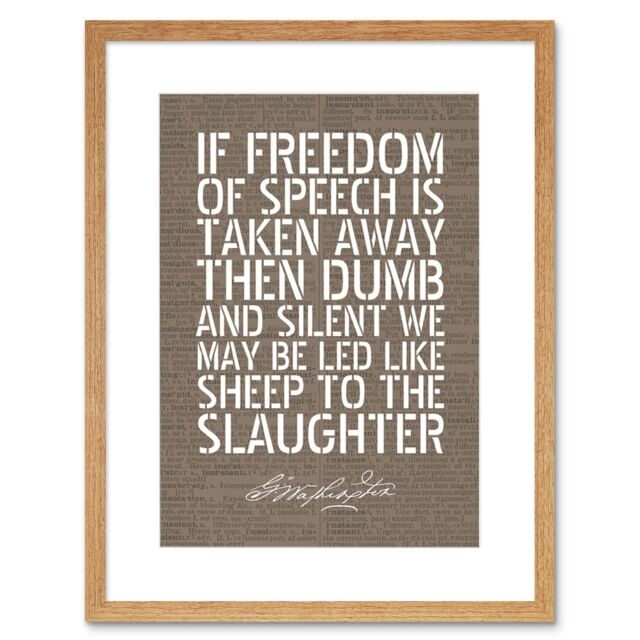"Artery8 Wall Art Print Dictionary Page Quote George Washington Freedom of Speech Artwork Framed 9X7 Inch in Beige - Size: W7"" x H9""" - image 1