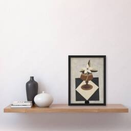 Artery8 Flower Piece Abstract Painting Hartley Framed Wall Art Print in Grey - Size: A4 - thumbnail 2