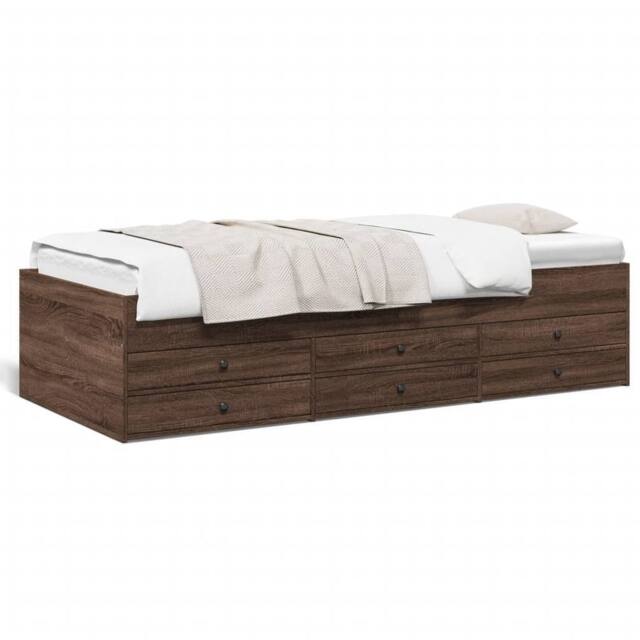 Berkfield Home Daybed with Drawers without Mattress Brown Oak 75x190 cm Small Single - image 1