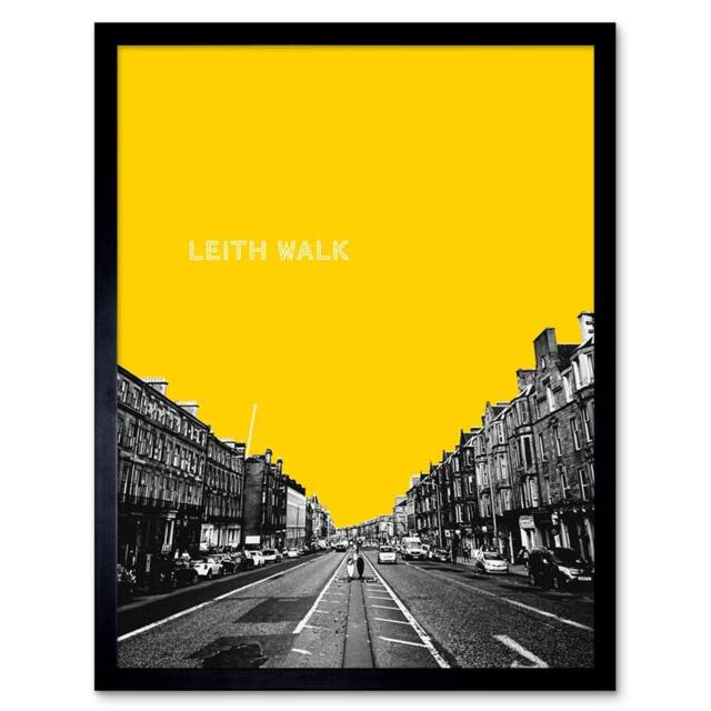 "Wee Blue Coo Edinburgh Leith Walk Yellow Modern Home Decor 12x16"" Framed Art Print - Size: W12"" x H16""" - image 1