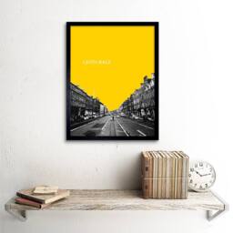 "Wee Blue Coo Edinburgh Leith Walk Yellow Modern Home Decor 12x16"" Framed Art Print - Size: W12"" x H16""" - thumbnail 2