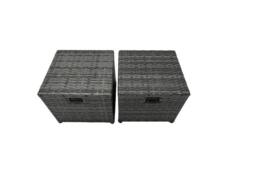 Fimous Rattan Garden Furniture Firepit Dining Set 12 Seater Lounge Sofa Table Set with 2 side table 2 big Footstool in Dark Grey - thumbnail 6
