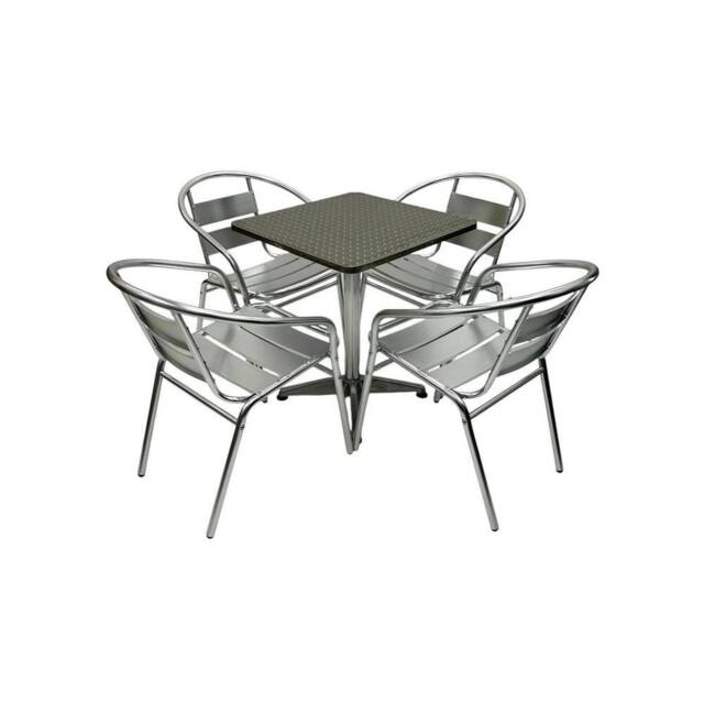 NESTLUNE Garden Patio Furniture Sets Aluminium in Silver - Size: 100 cm x 15 cm - image 1