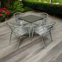 NESTLUNE Garden Patio Furniture Sets Aluminium in Silver - Size: 100 cm x 15 cm - thumbnail 2