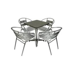 NESTLUNE Garden Patio Furniture Sets Aluminium in Silver - Size: 100 cm x 15 cm
