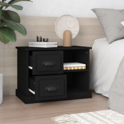 Berkfield Home Bedside Cabinet Black 60x35.5x45 cm - thumbnail 3