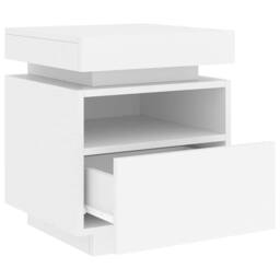 Berkfield Home Bedside Cabinet with LED Lights White 40x39x48.5 cm - thumbnail 6