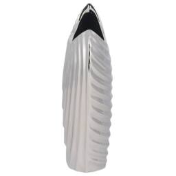 Wyld and Coco Silver Ribbed Stoneware Decorative Vase W20 x D10 x H26cm - thumbnail 5