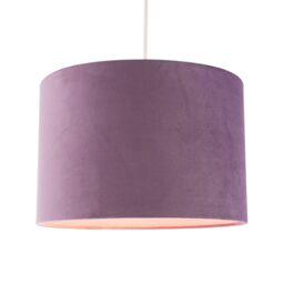 Happy Homewares Designer Soft Velvet Fabric Round Lamp Shade for Table or Pendant in Lilac - Size: 12 inches - thumbnail 2