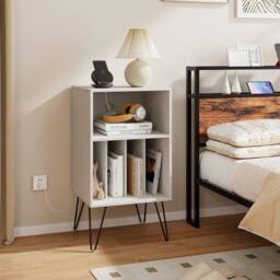 Costway Record Player Stand 3 Tiers Turntable Stand Vinyl Record Storage Table in White - thumbnail 4