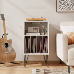 Costway Record Player Stand 3 Tiers Turntable Stand Vinyl Record Storage Table in White - thumbnail 3