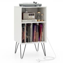 Costway Record Player Stand 3 Tiers Turntable Stand Vinyl Record Storage Table in White