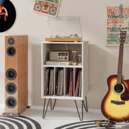 Costway Record Player Stand 3 Tiers Turntable Stand Vinyl Record Storage Table in White - thumbnail 5