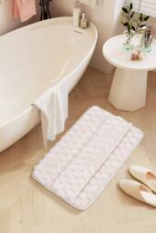 Soft Non Slip Polyester Shower Room Floor Mat in Beige - Size: 50 x 80 cm - thumbnail 1