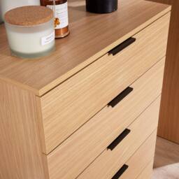 Home Source Phoenix Chest of Drawers Storage 5 Drawer Bedroom Organiser Bedside in Light Oak - thumbnail 4