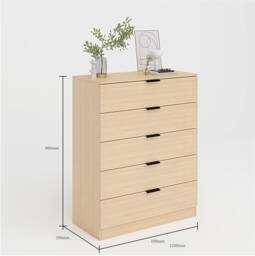 Home Source Phoenix Chest of Drawers Storage 5 Drawer Bedroom Organiser Bedside in Light Oak - thumbnail 8
