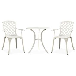 Berkfield Home 3 Piece Bistro Set Cast Aluminium White