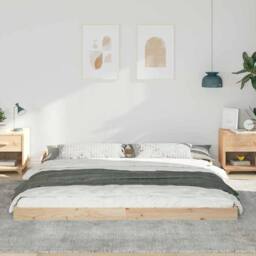 Berkfield Home Modern Brown 200 x 220 cm Solid pine wood in Light Brown - thumbnail 4