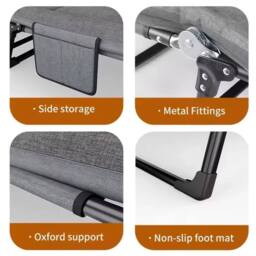 EONLION Single Foldable Folding Bed Mattress Guest Bed in Grey - thumbnail 4