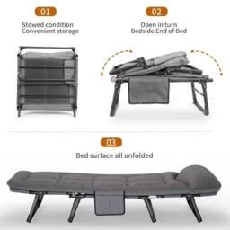 EONLION Single Foldable Folding Bed Mattress Guest Bed in Grey - thumbnail 5
