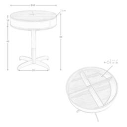 Angel Cerda Round Side Table by Walnut Veneer Mink Faux Leather Grey - thumbnail 8