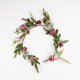 Scottish Everlastings Ltd 150cm Rose Garland with baubles in Dusty Pink - thumbnail 2