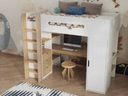Bedzonline Babyfair High Sleeper With Wardrobe & Desk - Space-Saving Kids Bed With Study Area in White - Size: 3ft - thumbnail 6