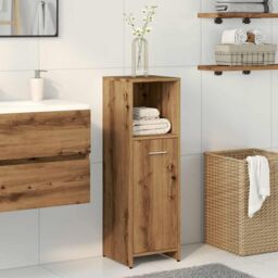 Berkfield Home Bathroom Cabinet Artisan Oak 30x30x95 cm Engineered Wood in Brown - Size: 30 x 30 x 95 cm - thumbnail 3
