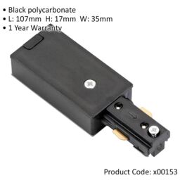 Loops Commercial Track Light Live End Connector - 107mm Length - Black Pc Rail System - thumbnail 2