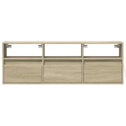 Berkfield Home TV Wall Cabinet with LED Lights Sonoma Oak 130x31x45 cm in Light Brown - Size: 130 x 31 x 45 cm - thumbnail 6