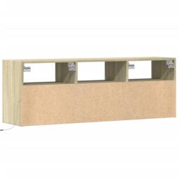 Berkfield Home TV Wall Cabinet with LED Lights Sonoma Oak 130x31x45 cm in Light Brown - Size: 130 x 31 x 45 cm - thumbnail 8