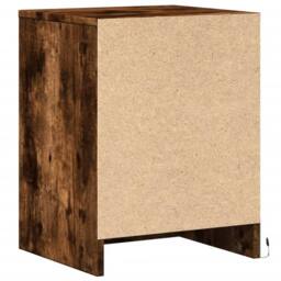 Berkfield Home Stylish Bedside Cabinet with LED Lights Smoked Oak Engineered Wood in Brown - thumbnail 8