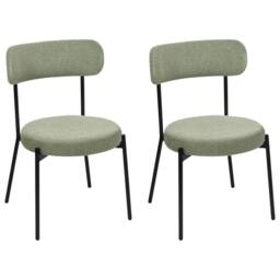Wyld and Coco Light Green Bouclé Dining Chairs Set of 2 Black Steel Legs - thumbnail 3