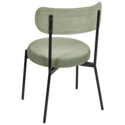 Wyld and Coco Light Green Bouclé Dining Chairs Set of 2 Black Steel Legs - thumbnail 7