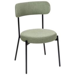 Wyld and Coco Light Green Bouclé Dining Chairs Set of 2 Black Steel Legs - thumbnail 5