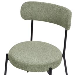 Wyld and Coco Light Green Bouclé Dining Chairs Set of 2 Black Steel Legs - thumbnail 8