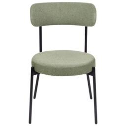 Wyld and Coco Light Green Bouclé Dining Chairs Set of 2 Black Steel Legs - thumbnail 6