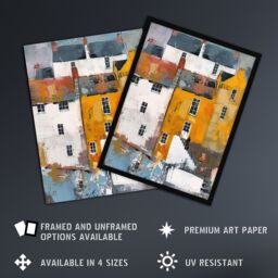"Artery8 Colourful Houses in English Seaside Town Painting Wall Art Print - Size: W24"" x H32""" - thumbnail 2