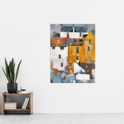 "Artery8 Colourful Houses in English Seaside Town Painting Wall Art Print - Size: W24"" x H32""" - thumbnail 4