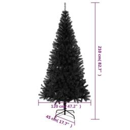 Berkfield Home Modern Artificial Christmas Tree with Stand Black 210 cm PVC - thumbnail 7