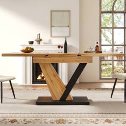 ModernLuxe Extendable dining table - natural in Light Oak - Size: 160 cm x 80 cm - thumbnail 2