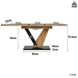 ModernLuxe Extendable dining table - natural in Light Oak - Size: 160 cm x 80 cm - thumbnail 4